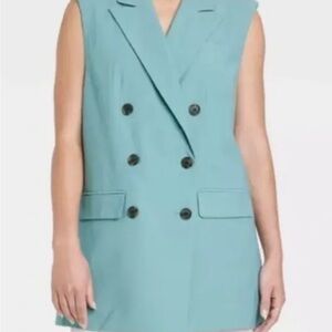 Teal Oversized vest with buttons, size S
